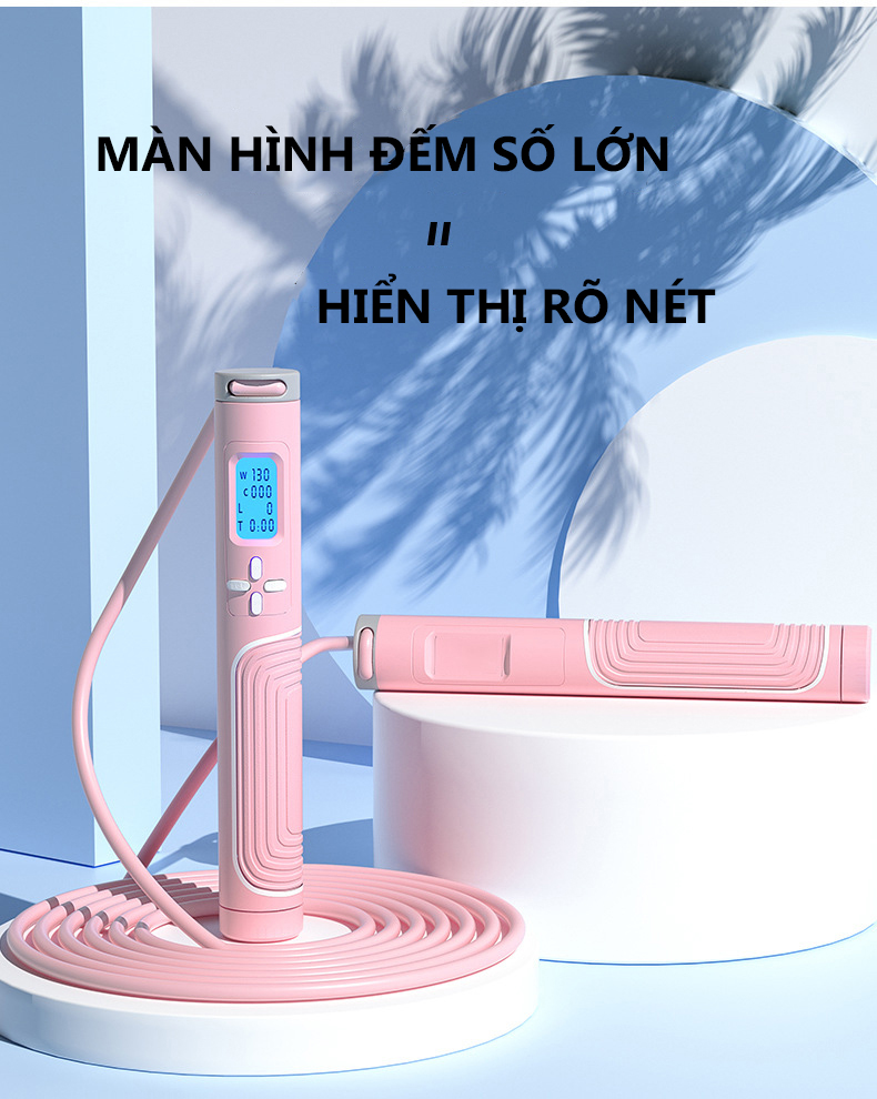 Dây  nhảy thể dục điện tử  đếm số vòng , calo , đếm ngược đồng hồ led hiển thị chính xác , dây PVC lõi thép Cleacco  AT0117   - Hàng chính hãng BORO SPORT