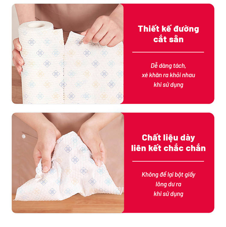 Khăn giấy cuộn đa năng, lau bếp, lau kính, chén bát, lau tay (50 khăn/cuộn, 25cm x25cm) - Parroti Bingo NG01
