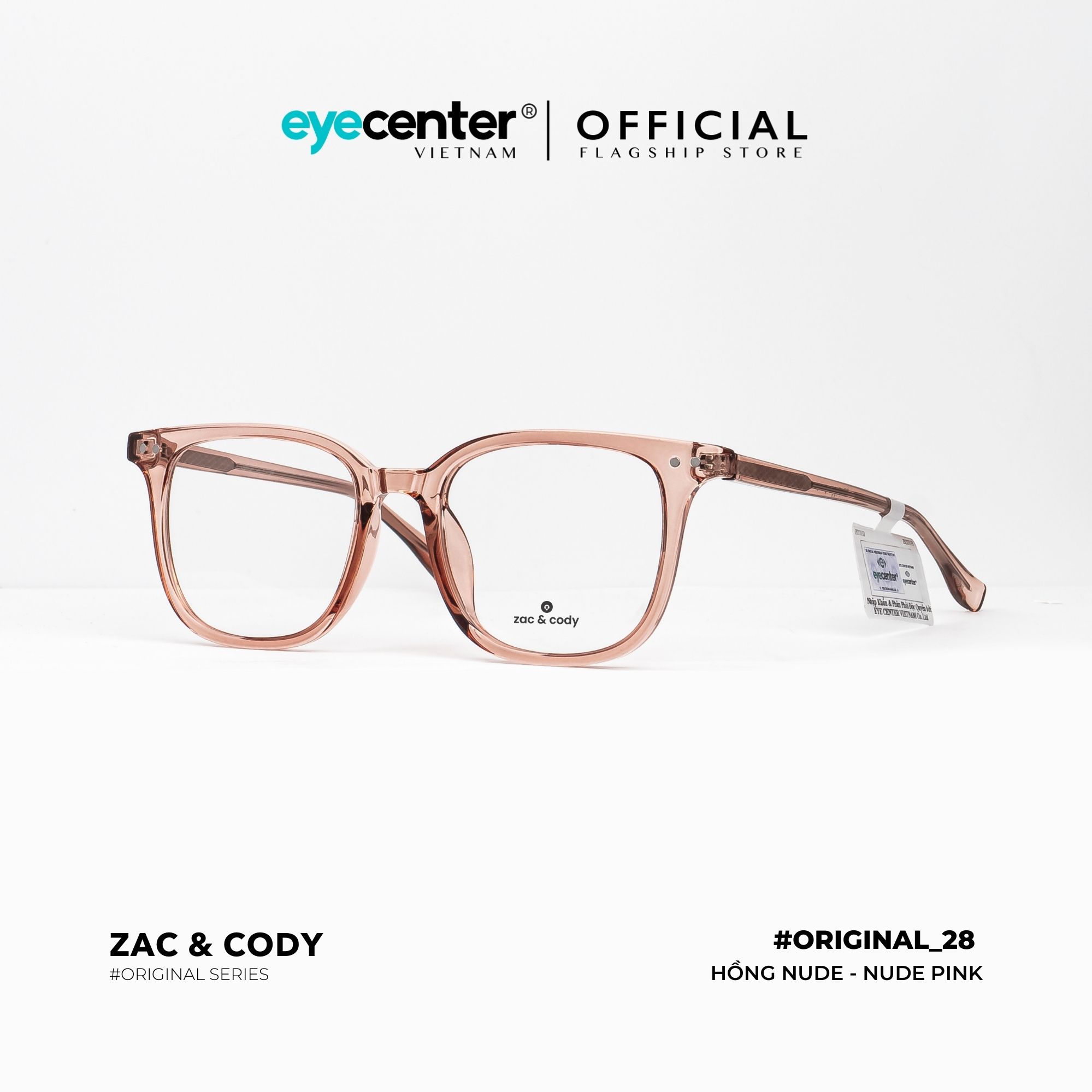 Gọng kính cận nam nữ chính hãng B28-S ZAC CODY dáng vuông lõi thép chống gãy BS28 by Eye Center Vietnam