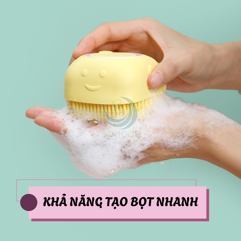 Bàn Chải Tắm Hình Thú Đáng Yêu Cho Bé – Chăm Sóc Da Nhẹ Nhàng Dụng Cụ Tắm Gội Silicon Đa Năng – Bóp Là Ra Bọt Cọ Tắm Silicon Tạo Bọt Có Hộp Đựng Xà Phòng Bàn Chải Massage Cơ Thể Silicon Mềm – Không Cần Tạo Bọt Tay