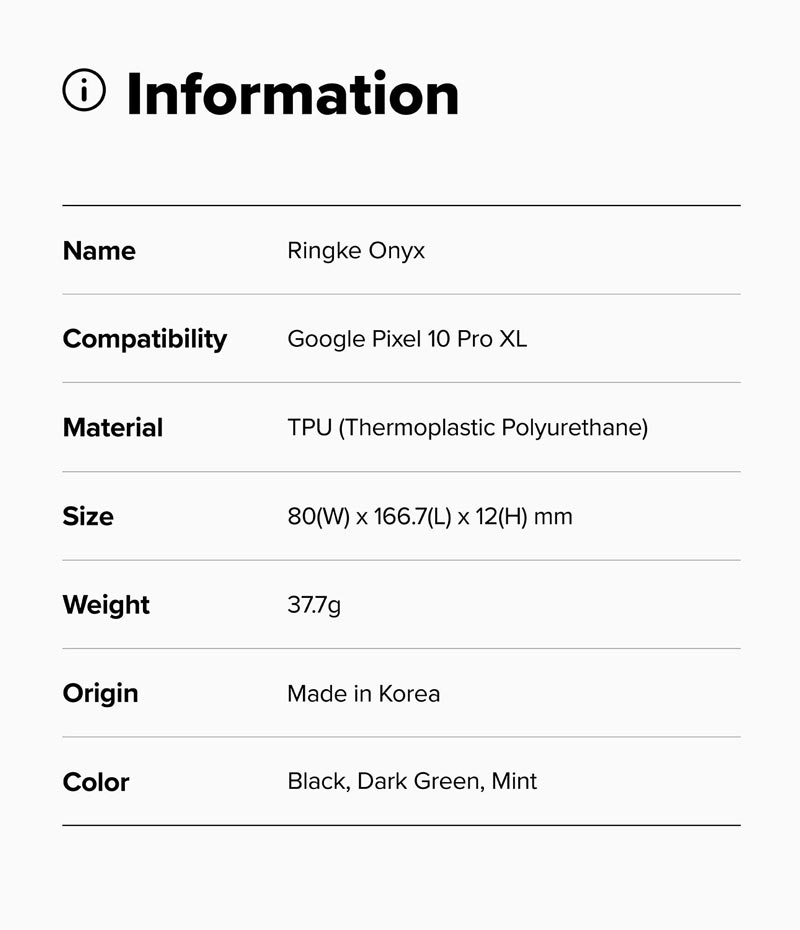 Ốp lưng cho Google Pixel 10 Pro XL / Pixel 10 Pro / Pixel 10 RINGKE Onyx - Hàng Chính Hãng