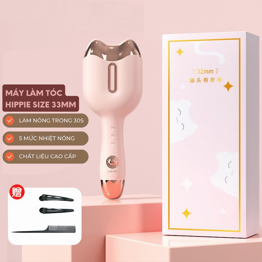Máy uốn tóc KG32 gợn sóng xoăn, máy bấm tóc hình móng vuốt mèo dễ thương size 32mm- Hàng chính hãng