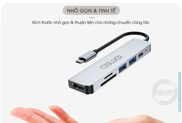 hub chia usb, hub type c to hdmi aswei 6in1