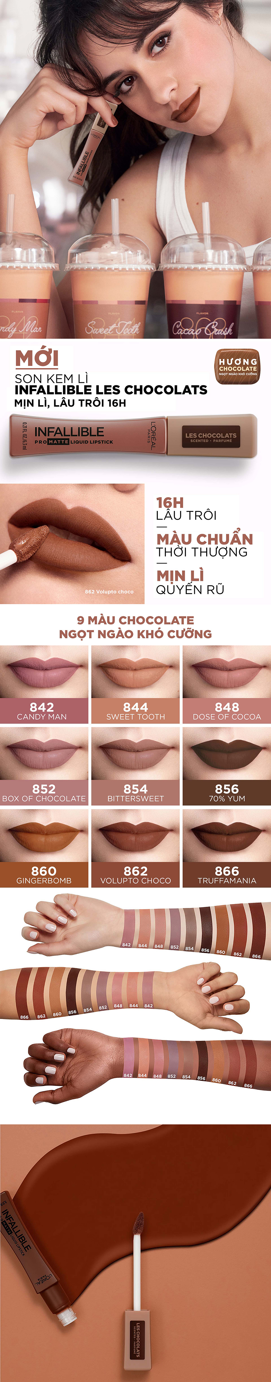 Son Kem Lì L'Oréal Paris Infallible Les Chocolats Pro Mattes Liquid (6.3 ml)