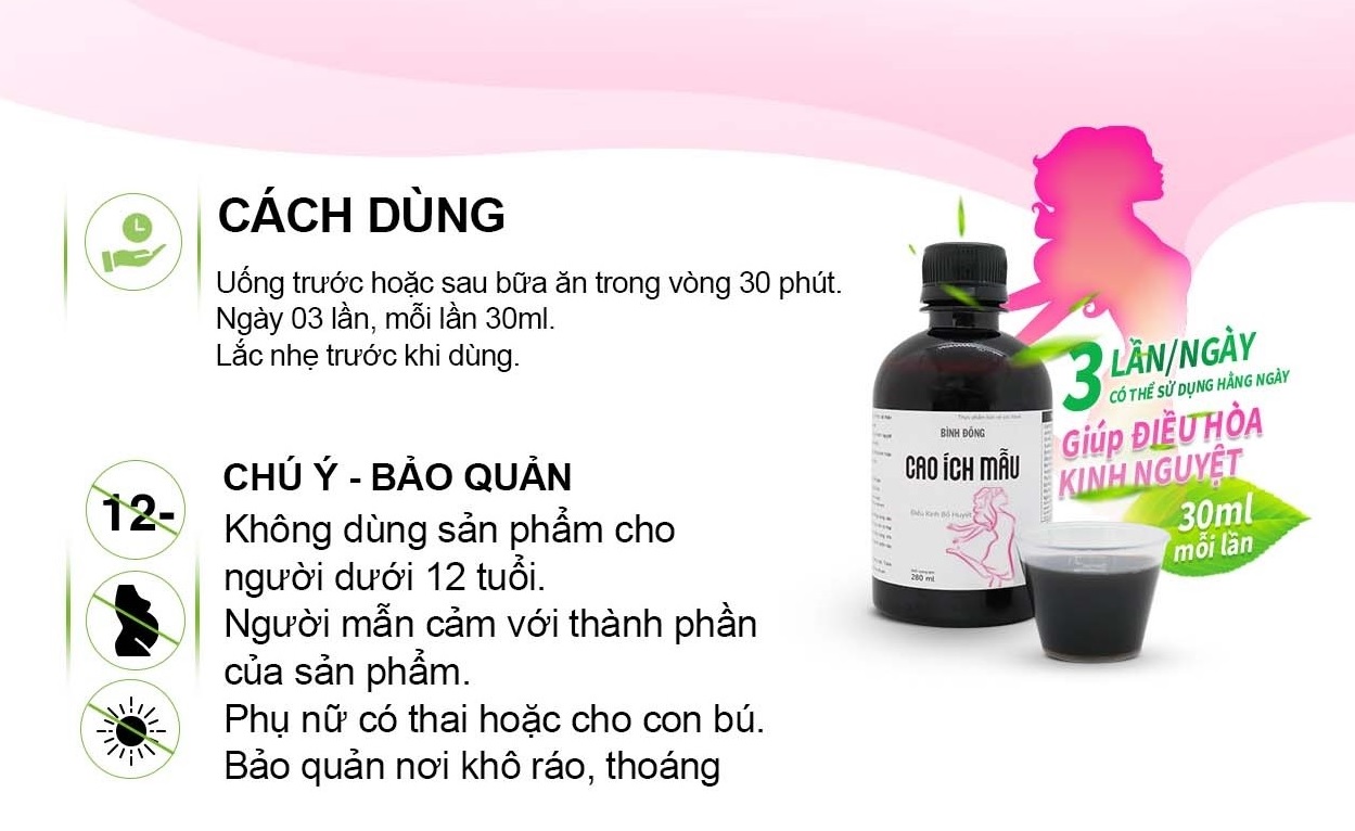 Bình Đông Cao Ích Mẫu - giúp giảm đau bụng kinh, điều hòa kinh nguyệt chai 280ml