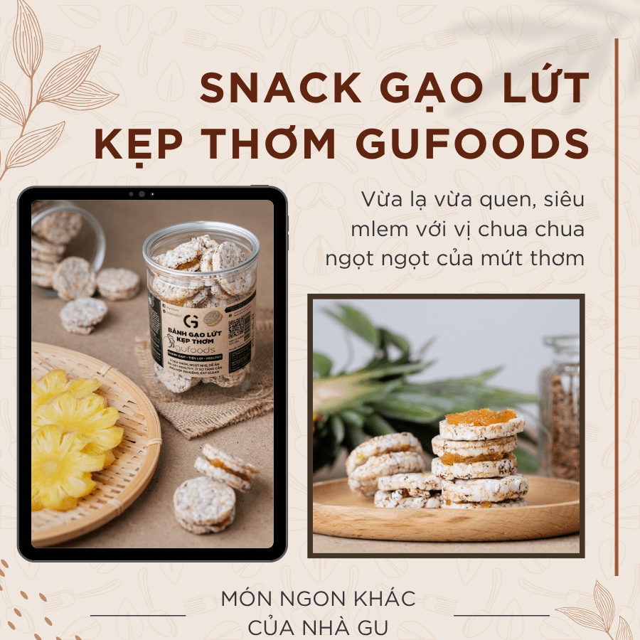 Bánh gạo lứt GUfoods (170g) - Không chiên dầu, Không đường, Từ gạo và ngũ cốc nguyên hạt, Lành mạnh, Phù hợp Eat clean, Ăn vặt healthy, Thực dưỡng, Tập gym, Thuần chay, Đa dạng hương vị