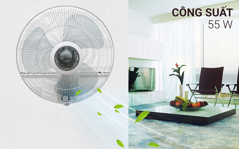 Quạt Treo Tường 3 Cánh Midea FW40-6H (Công Suất 55W - 3 Cấp Gió) - Hàng Chính Hãng