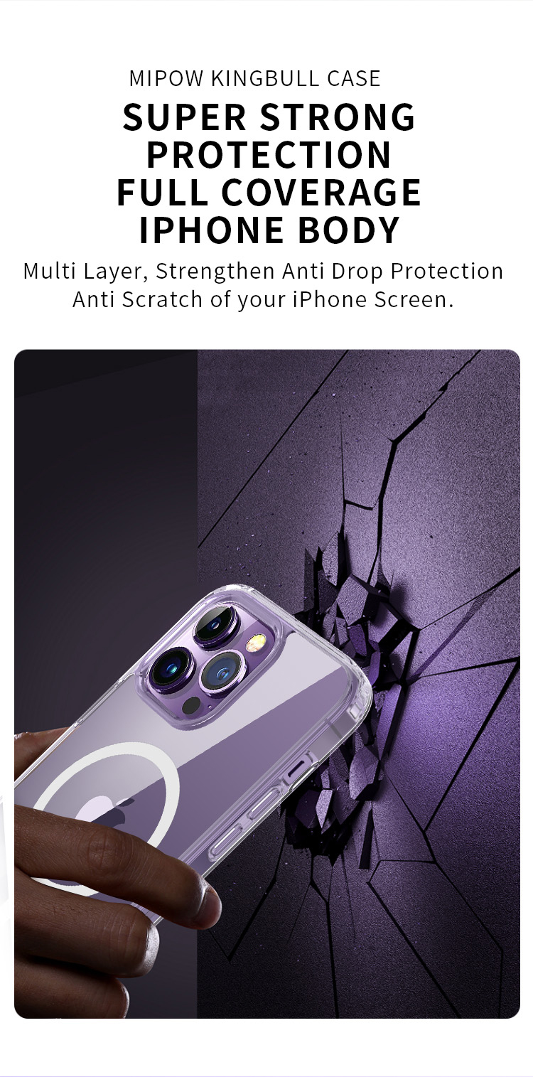 Ốp Lưng Trong Suốt Sạc Từ Tính cho iPhone 16 Pro/ 16 Pro Max/ 16/ 16 Plus/ iphone 17/ 17 air/ 17 pro max MIPOW MAG-SAFE TRANSPARENT CASE, chống ố vàng_ Hàng chính hãng