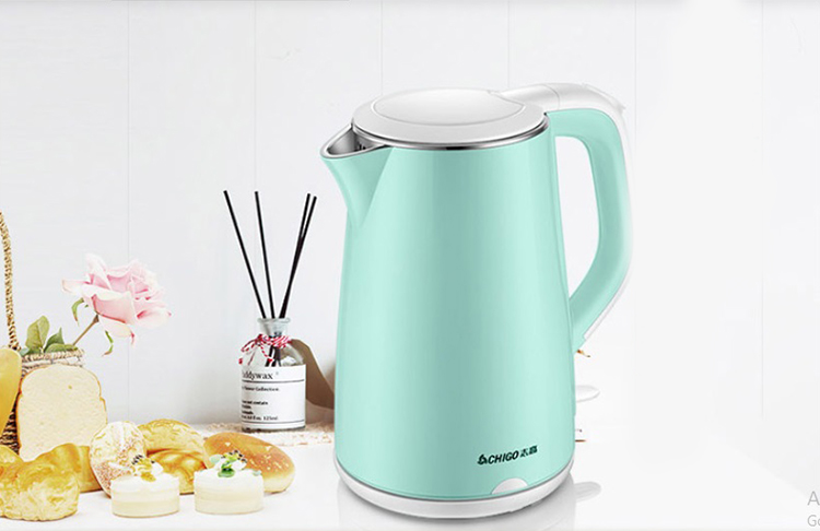 Chigo (CHIGO) electric kettle 304 stainless steel 1.8L double anti-scalding kettle ZD-D1801 electric kettle gray
