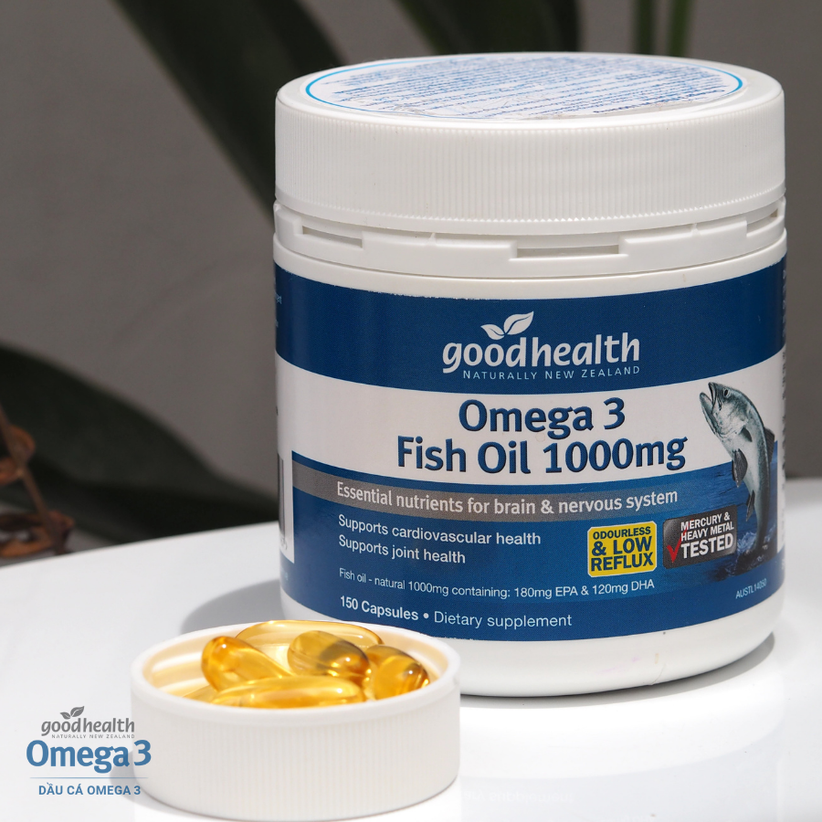 Combo 2 Hộp Dầu Cá Goodhealth Omega 3 Fish Oil 1000mg 150 Viên - Bổ Não - Tăng Trí Nhớ - Mắt Tinh - Chính Hãng Từ New Zealand