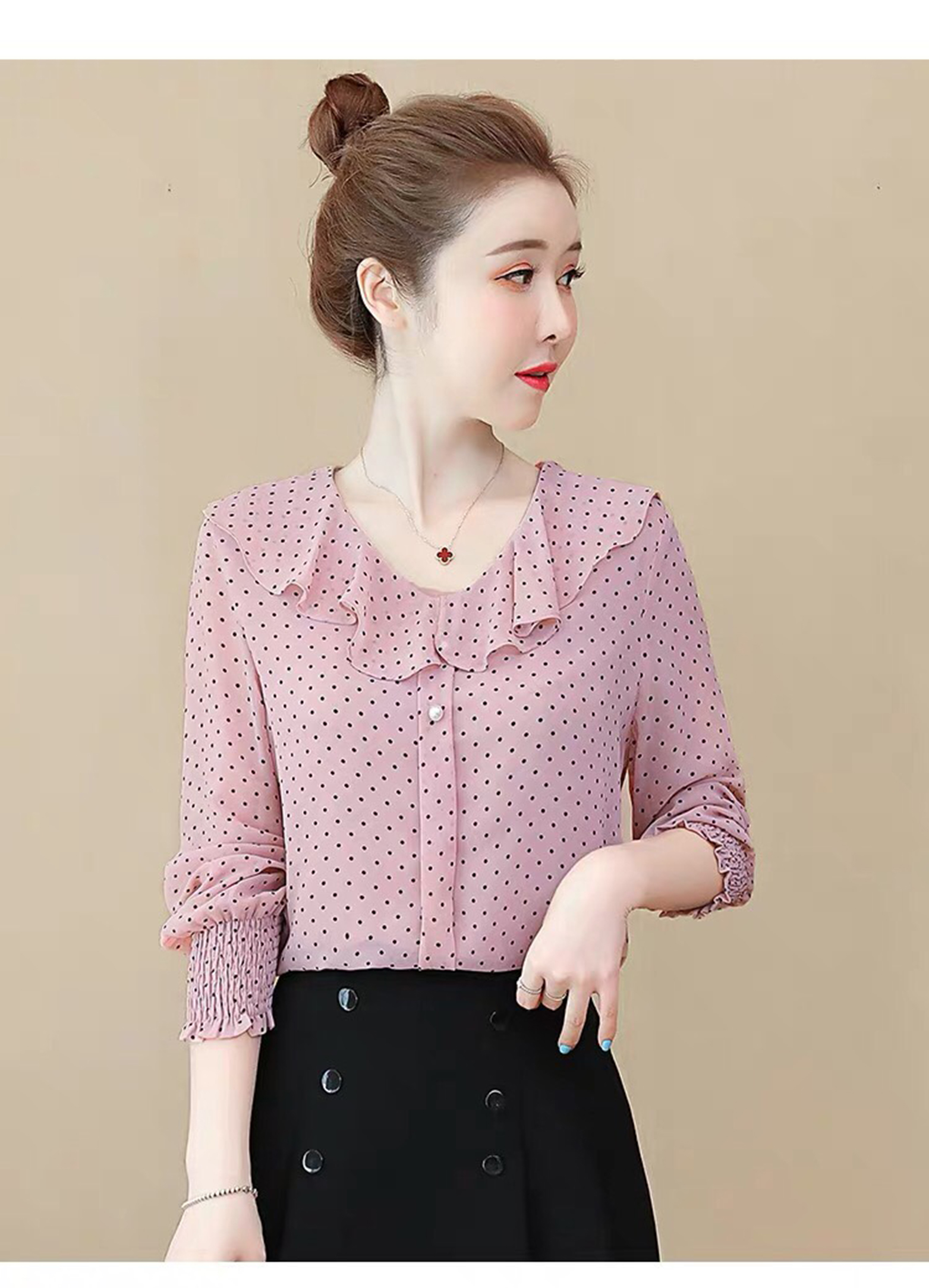 Mua Áo Sơ Mi Nữ Áo Nữ Áo Kiểu Cổ Bèo Chấm Bi (42-65kg) - N617 - HỒNG - XL tại THỜI TRANG TINA Mua Áo Sơ Mi Nữ Áo Nữ Áo Kiểu Cổ Bèo Chấm Bi (42-65Kg) - N617 - Hồng - Xl Tại Thời Trang Tina