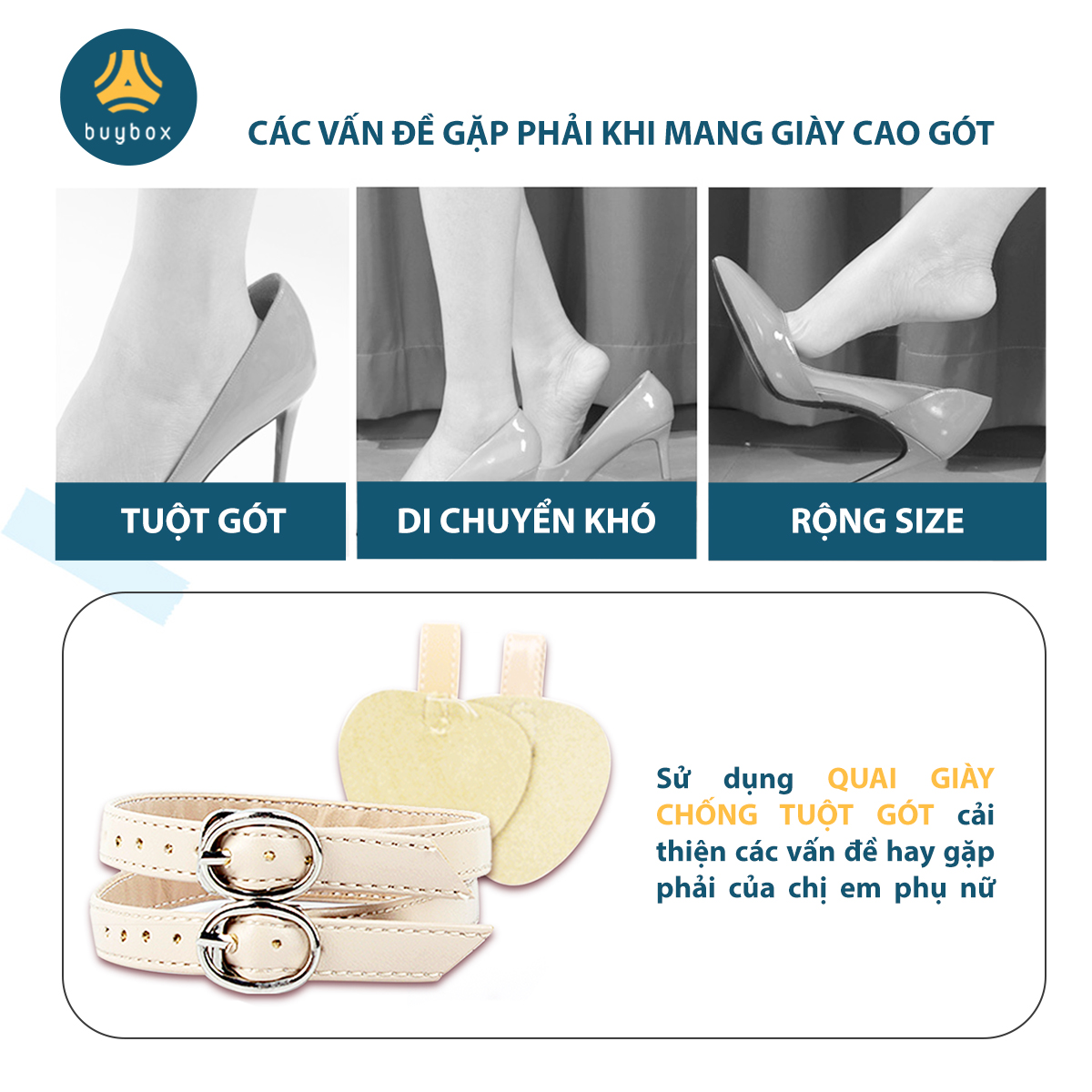 Quai giày vòng cổ chân chống tuột gót và trang trí giày buybox BBPK52