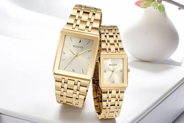 Đồng Hồ Bulova Nam Đính Kim Cương Dây Thép Không Gỉ Máy Pin-Quartz 97D120 - Mặt Vàng