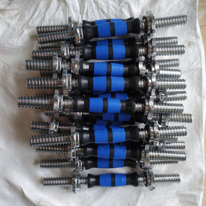 Bộ 2 đòn tạ tay 35cm (sắt Xanh) Đúc Đặt cao cấp + 4 khóa chốt