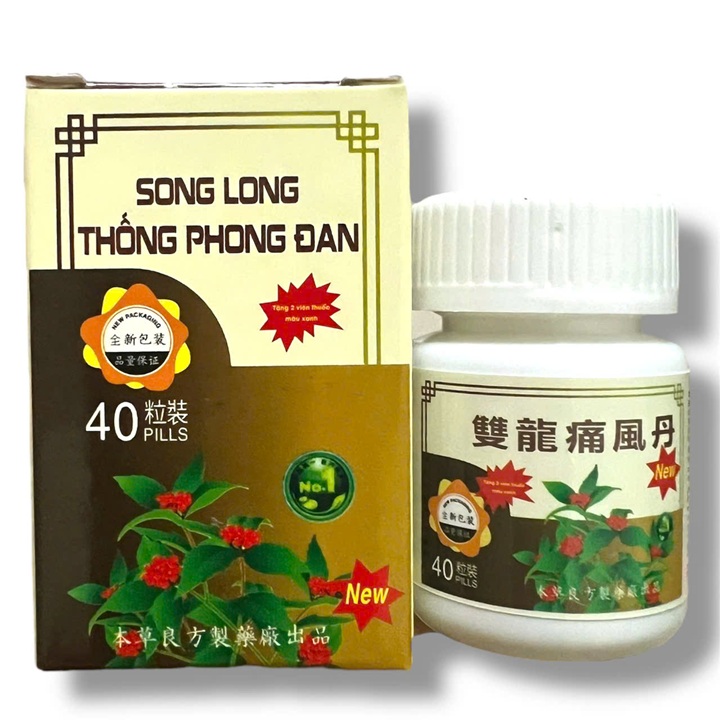 Viên uống đau nhức xương khớp Song long Thống phong đan - Hộp 40 viên - Xuất xứ Malaysia - Mã số 1526