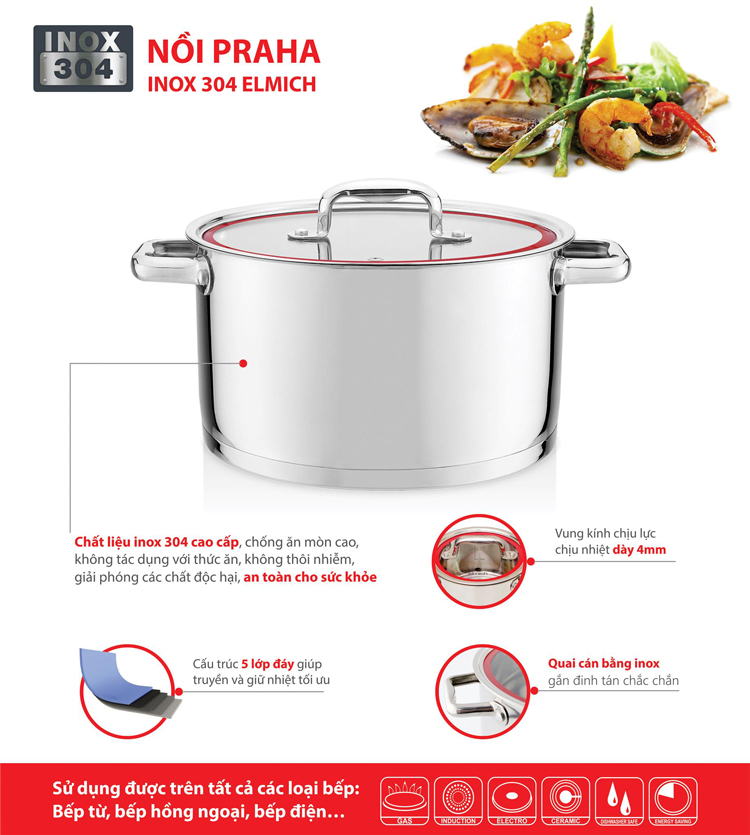 Nồi Inox 304 Elmich Praha