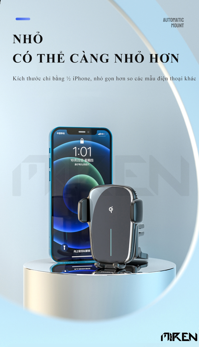 Giá Đỡ Điện Thoại Ô Tô Xe Hơi Cảm Ứng - Hỗ Trợ Sạc Không Dây Qi – Xoay Chuyển Góc Độ Ngang Dọc Kẹp Cánh Điều Hòa Hoặc Dùng Đế Hít Kèm Theo – Hàng Chính Hãng