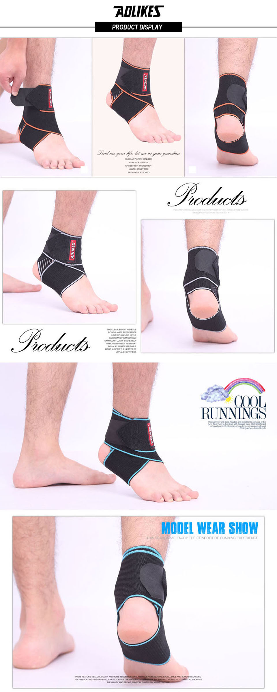 Bộ 2 Băng Đai Quấn Cổ Chân Bảo Vệ Mắt Cá Chân, Khớp Cổ Chân Sport Ankle Protector AOLIKES YE-1527