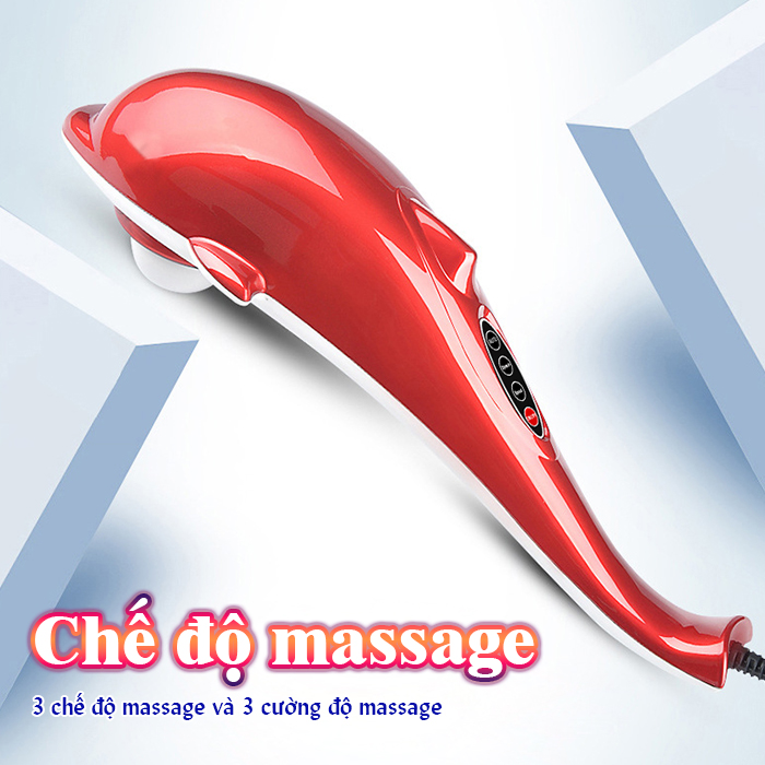 Máy massage cầm tay cá heo 6 đầu Nikio NK-608B - Màu Ngẫu Nhiên, 3 kiểu rung, 3 tốc độ