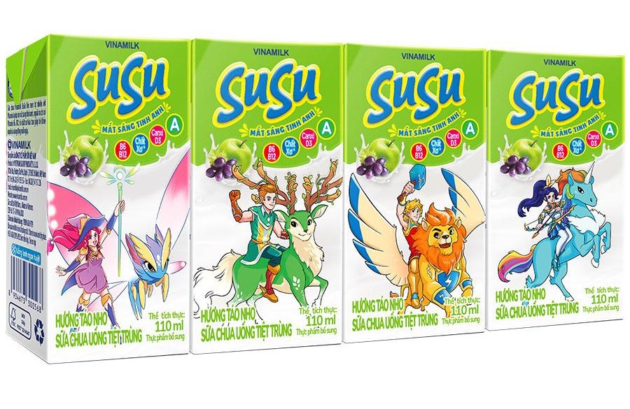 Sữa chua uống hương táo nho Vinamilk Susu - Thùng 48 hộp 110ml.