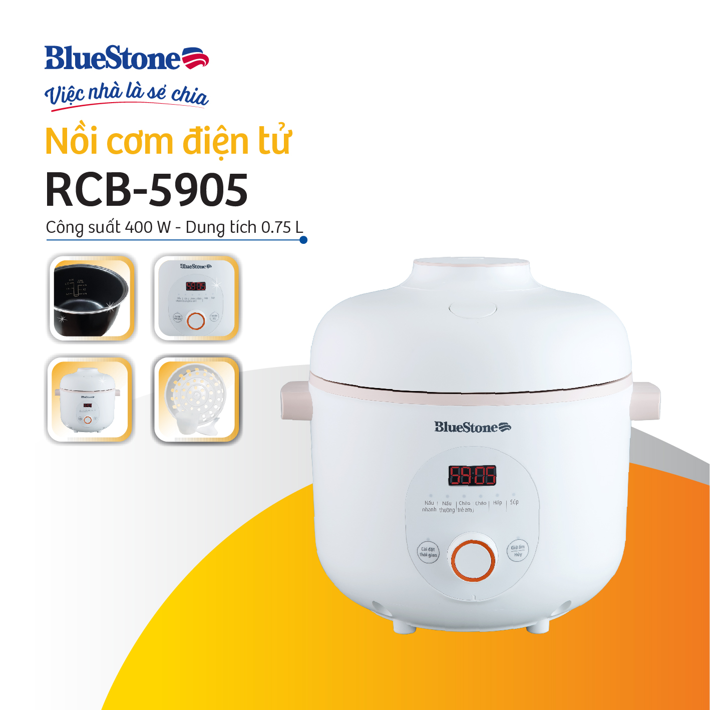 Nồi Cơm Điện Tử BlueStone RCB-5905 (0.75L - 400W ) - Hàng chính hãng Nồi Cơm Điện Tử BlueStone RCB-5905 (0.75L - 400W ) - Hàng chính hãng