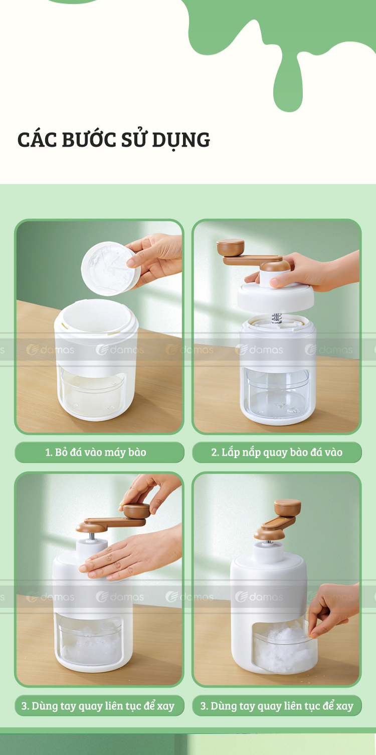 Dụng Cụ Bào Đá , Xay Đá Cầm Tay Mini Damas T555 - Hàng Chính Hãng