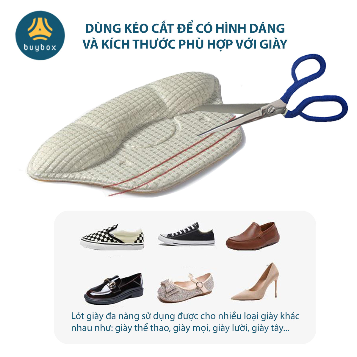 Lót giày bảo vệ gót sau dày 6mm giảm size giày, chất liệu cao cấp giúp êm chân - buybox - BBPK230