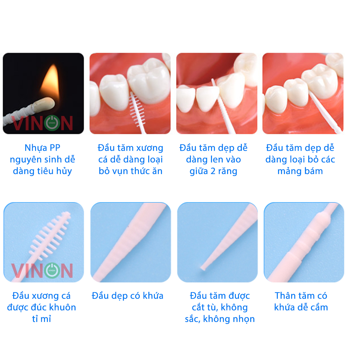 Tăm nhựa nha khoa CHÍNH HÃNG VINON (hộp 300 cây)
