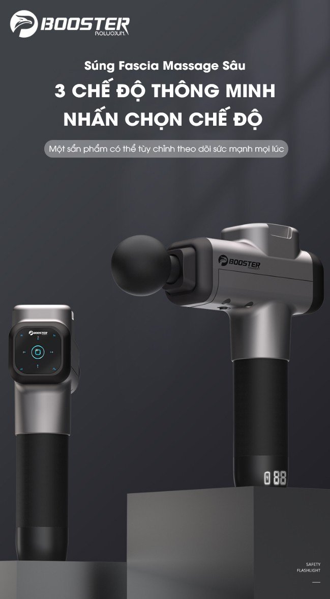 Máy Massage Gun Cầm Tay BOOSTER M2 - A - 6 Đầu Massage, 4 Tốc Độ
