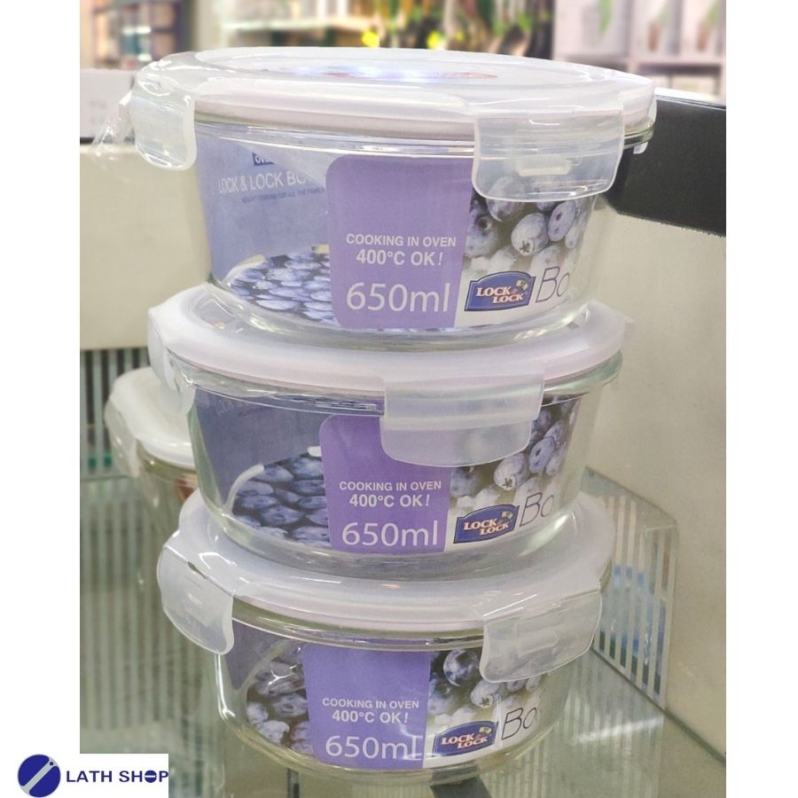 Bộ 3 Thố thủy tinh tròn Lock&Lock LLG831 650ml