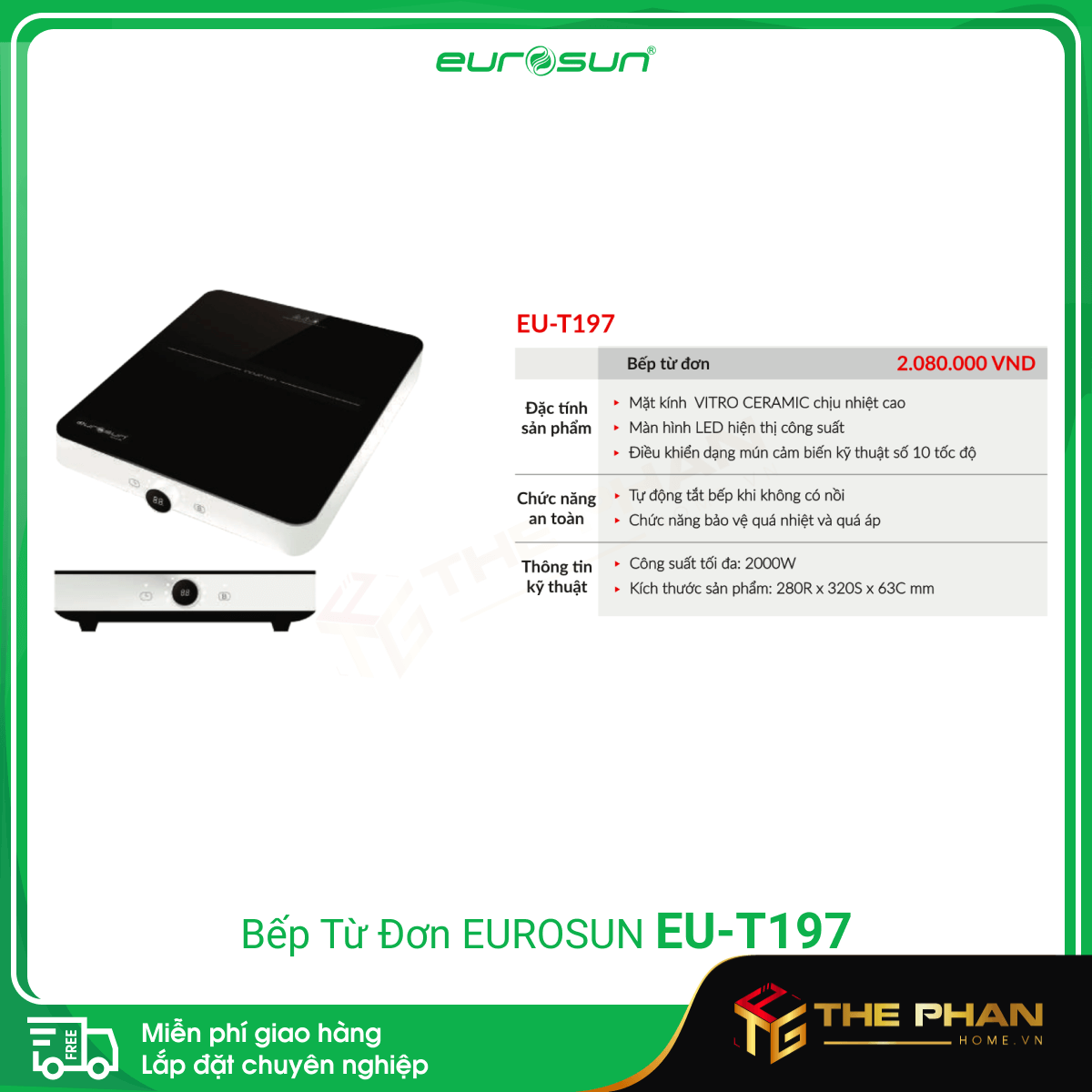 Bếp từ đơn EUROSUN EU-T197 The Phan Home