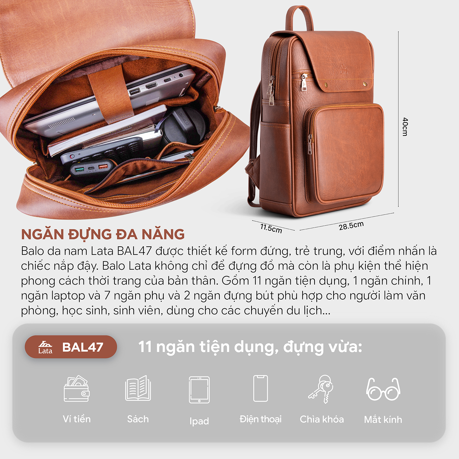 Balo Lata ( Thời trang nam cao cấp - Balo da BAL47 )