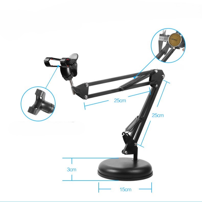 Giá Đỡ Điện Thoại Khung Kim Loại Xoay 360 độ, Chân Đế Chống Lật, Tùy Chỉnh Nhiều Góc Độ, Dùng Để Livestream, Giải Trí, Học Online - HÀNG CHÍNH HÃNG