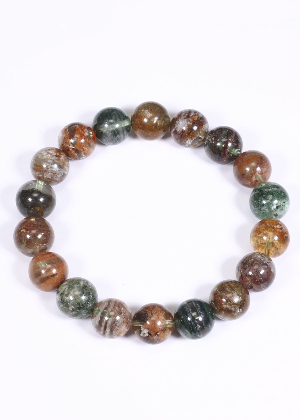 Vòng tay thạch anh ưu linh rêu đa sắc hạt đá 11mm - Ngọc Quý Gemstones