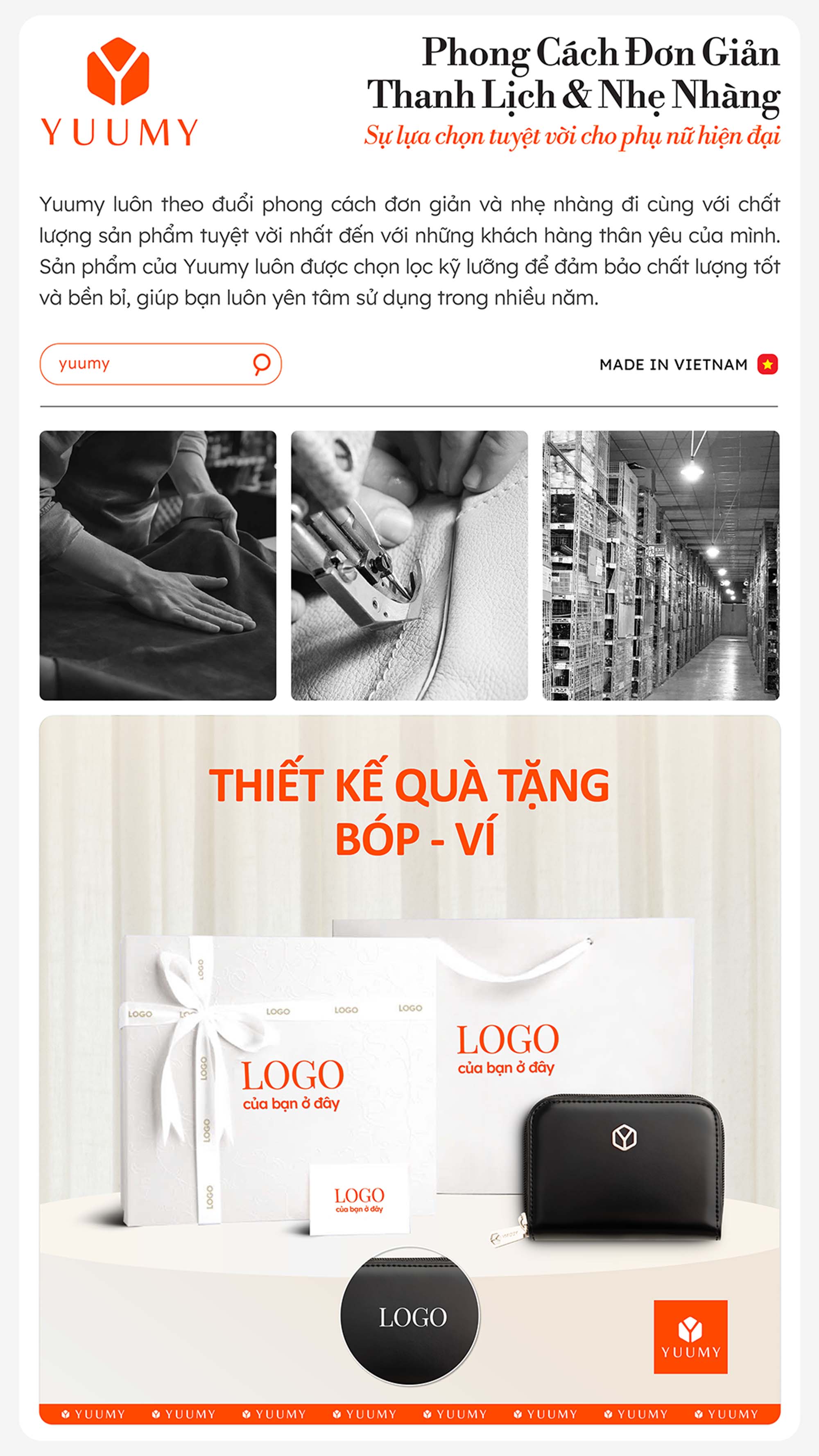 Ví Yuumy ( Thời trang nữ dáng cầm tay nhỏ gọn - Ví da Smooth YV120 )