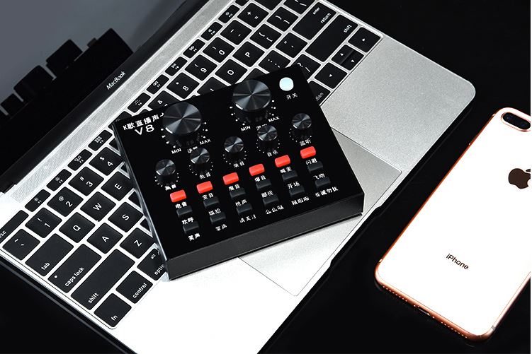 Bộ Mic + Sound Card Ngoài Hát Karaoke BOLE V8