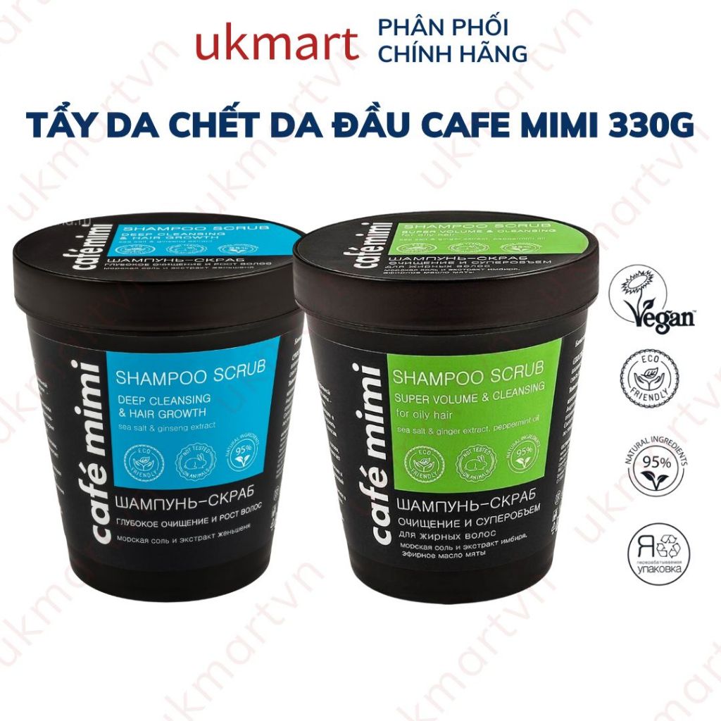 Dầu Gội Tẩy Tế Bào Chết Da Đầu Cafe Mimi Shampoo Scrub 330g Làm Sạch Sâu, Làm Phồng Chân Tóc, Hỗ Trợ Mọc Tóc