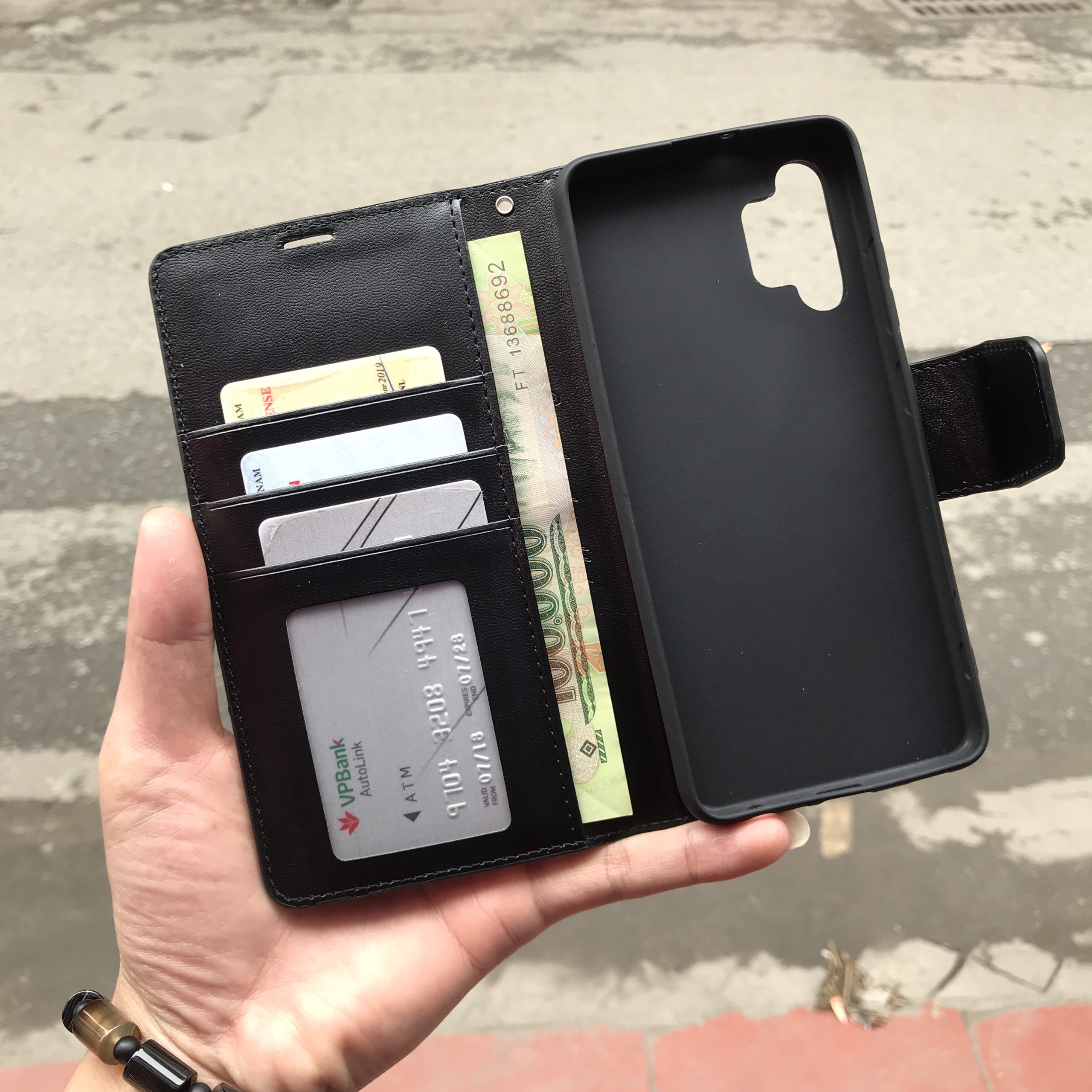 Bao da dạng ví Dành cho SamSung Galaxy A04, A04s, A14 5G hiệu Han man có quai cài, ngăn chứa thẻ - Hàng Chính hãng