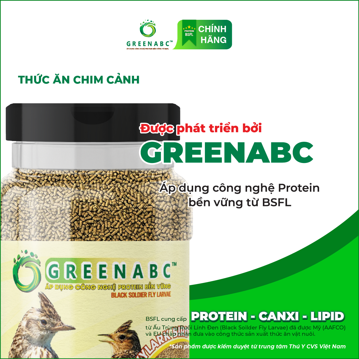 Cám Chim Sơn Ca GREENABC – Giúp chim mượt lông, phong độ, 2 loại bổ sung và hàng ngày – Hộp 280g