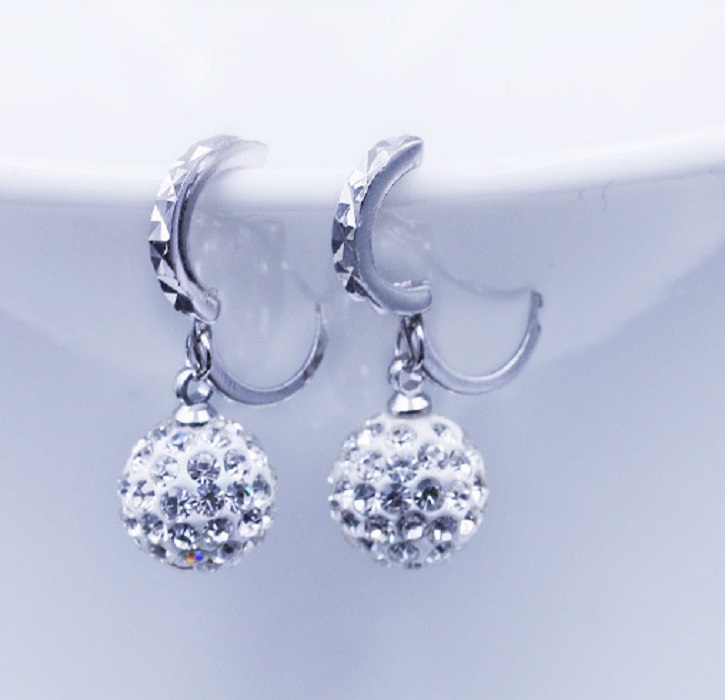 Bông tai nữ tòng teng siêu dễ thương đính đá zircon sang trọng, cườm giả ngọc 
