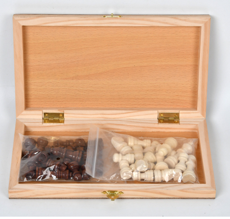 Cờ vua gỗ thông KHÔNG NAM CHÂM tự nhiên cao cấp cỡ vừa 29x29cm - Bộ cờ vua bằng gỗ chọn loại có nam châm chính hãng