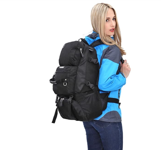 LOCAL LION Mountaineering Bag Outdoor Backpack Travel Backpack Multifunction Sports Backpack Classic 065 Black 45L