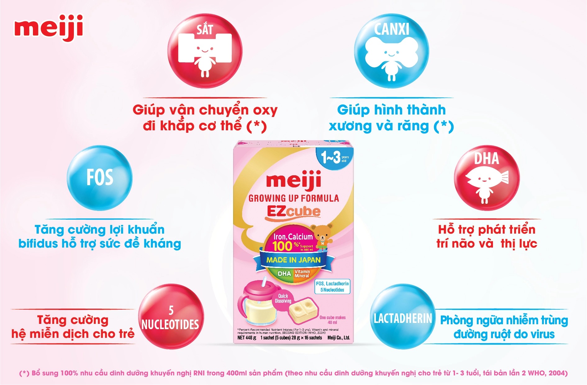 Sữa Meiji Growing Up Formula EZcube 448g (1 - 3 tuổi) - Mẫu Mới 2