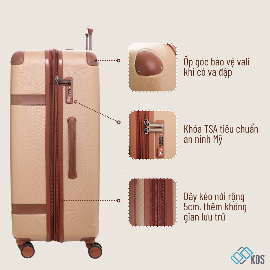 Vali du lịch MODO BY RONCATO CHARM nhựa ABS chống va đập, thương hiệu Ý, bảo hành quốc tế