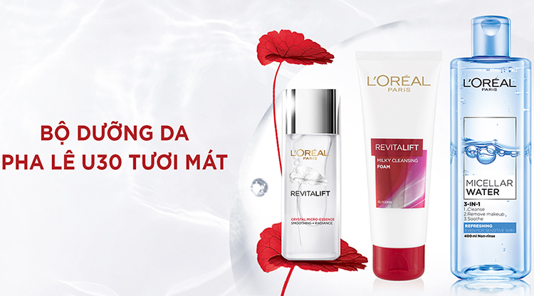 Bộ 3 Bước Dưỡng Da Pha Lê U30  L'Oreal Paris Crystal Micro Essence