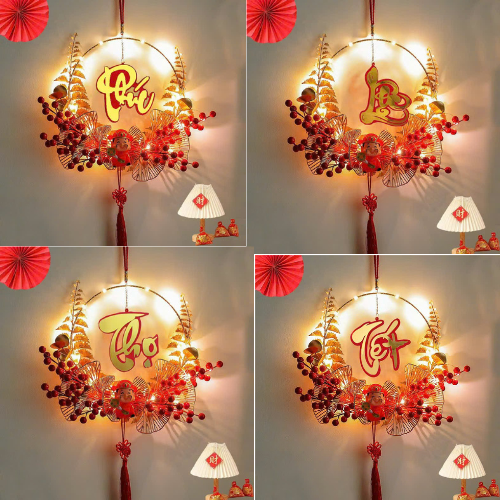 Vòng Treo Tết Trang Trí Cửa Nhà Chữ Phúc Lộc Thọ - Thần Tài - Liễn Đỏ Vàng May Mắn - HÀNG CHÍNH HÃNG MINIIN