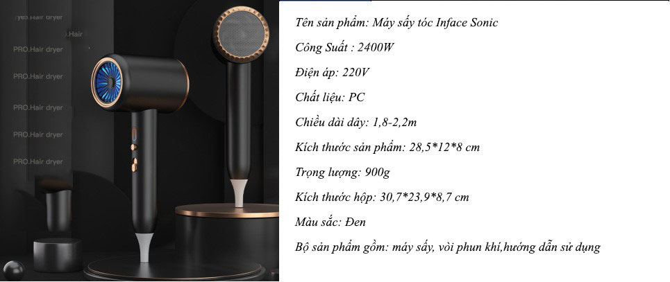 Máy Sấy Tóc Cao Cấp Bổ Sung Ion Dưỡng Ẩm Làm Mềm Mượt Tóc, Kiểu Dáng Sang Trọng Tinh Tế, Công Suất Lớn Phù Hợp Dùng Tại Nhà và Cho Hair Salon, Động Cơ Êm Ái, Chống Ồn – HÀNG CHÍNH HÃNG