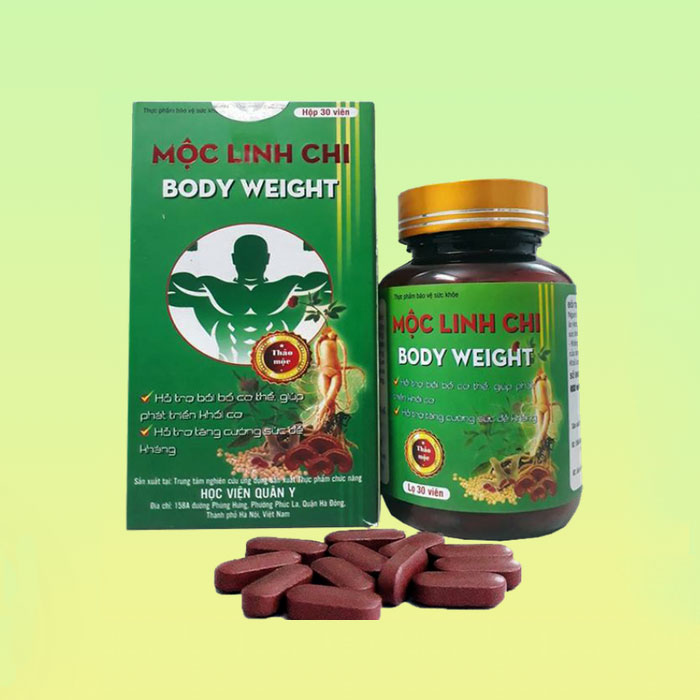 Viên uống Mộc Linh Chi - Body Weight Học Viện Quân Y 30 viên hỗ trợ bồi bổ cơ thể phát triển khối cơ