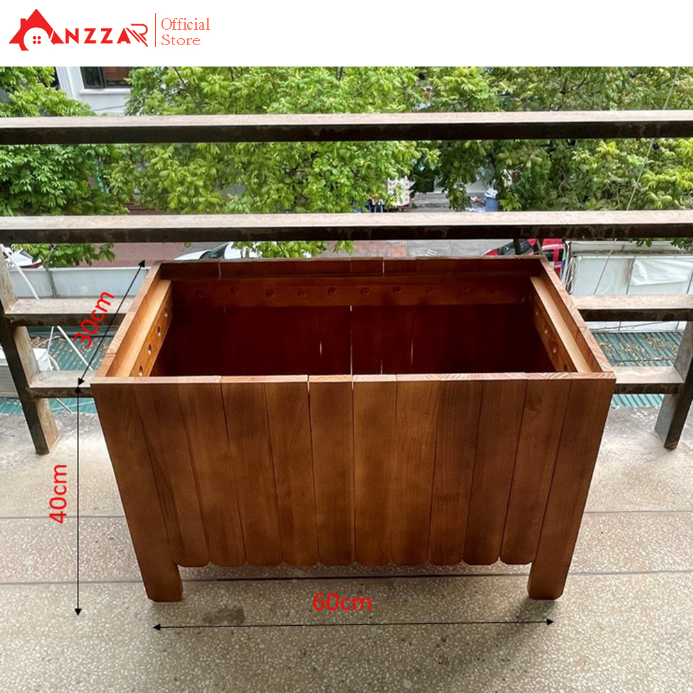 Chậu gỗ trồng cây, hoa, chậu chữ nhật trồng cây ban công-04