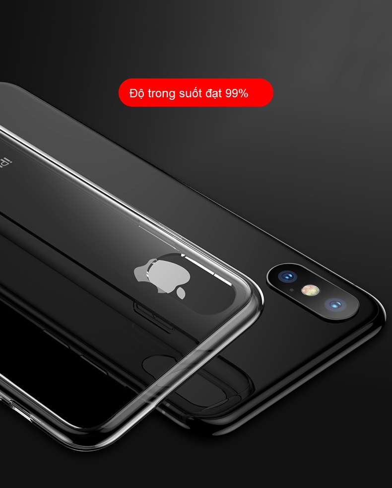 Ốp Lưng Kính Cường Lực Trong Suốt, Viền Máy Dẻo Dành Cho Iphone X / XS/ XS Max / XR /  7 8 PLus Hàng Chính Hãng Helios